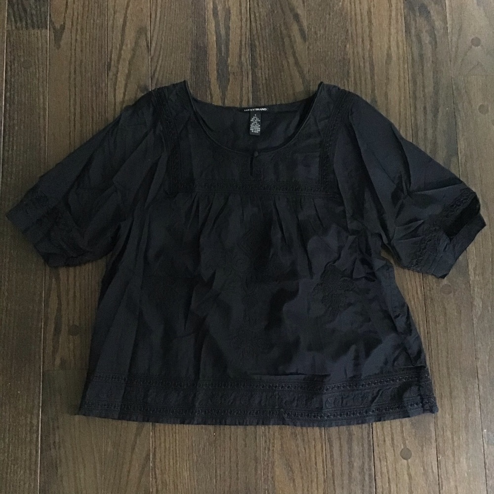 Lucky Brand Black Quarter Sleeve Blouse